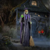 7 FT Animated Spellcasting Witch Halloween Decoration – Giant LED Animatronic
