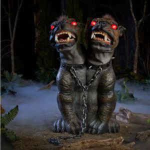3.5 FT Animated Hell Hound Halloween Decoration – Two-Headed LED Animatronic Dog